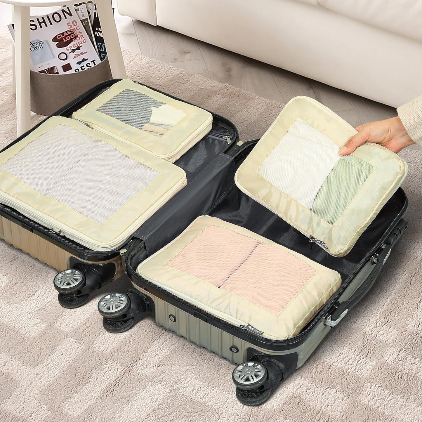 Ultralight Compression Packing Cubes Travel for Suitcases ,Compressible Mesh Pac