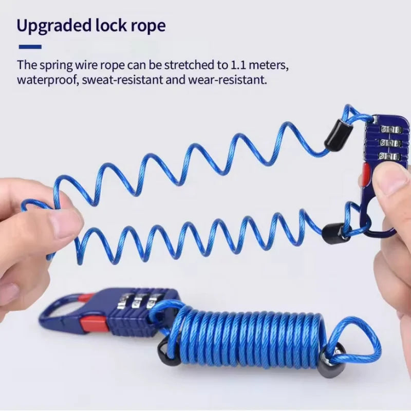Bicycle Anti-Theft Motorcycle Three-Digit Password Combination Safety Rope Wire Rope Helmet Lock Multi-Purpose Safety Rope Lock