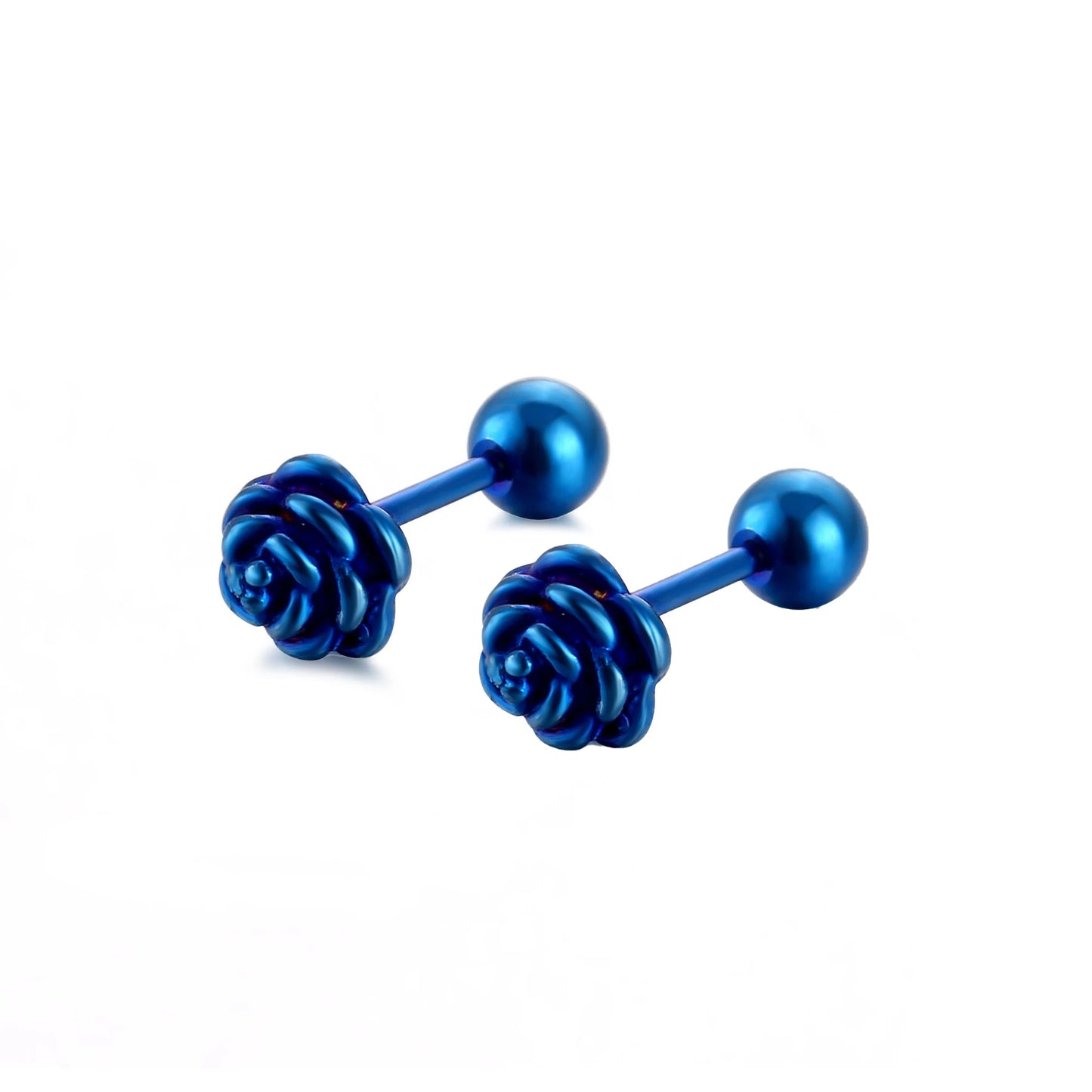 4 Style Stainless Steel Casting Black Rose Flower Plants Stud Earrings Silver Color Earring for Women Unusual Exquisite Jewelry