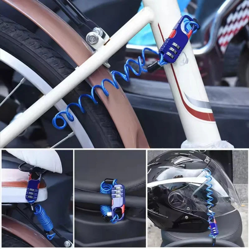 Bicycle Anti-Theft Motorcycle Three-Digit Password Combination Safety Rope Wire Rope Helmet Lock Multi-Purpose Safety Rope Lock