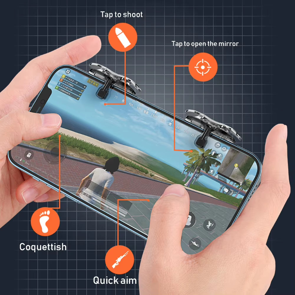 X8 Mobile Game Trigger for PUBG Phone Gaming 6 Finger Trigger Sensitive Shoot Phone Game Trigger L1 R1 Aim Keys Game Controller