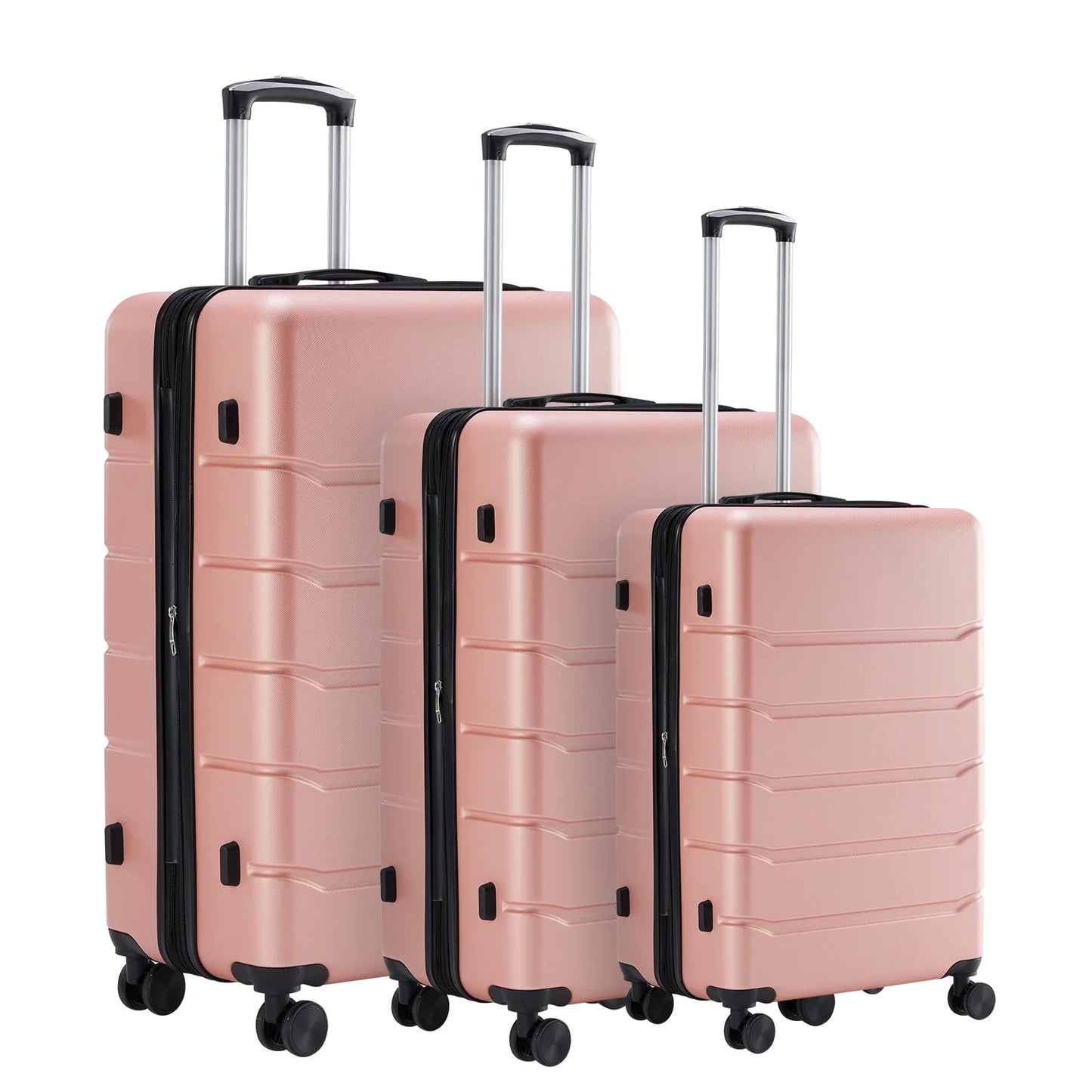 3-Piece Luggage Sets, Hard Shell ABS Suitcases with Double Spinner Wheels, Lightweight Expandable Rolling Travel Suit Case with TSA Lock, Pink