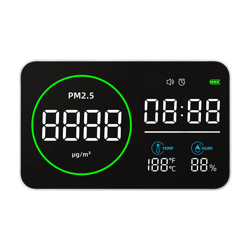 4 In1 WIFI Smart Air Quality Monitor CO2 PM2.5 Temperature Humidity Current Time Tester with Alarm Clock Carbon Dioxide Detector