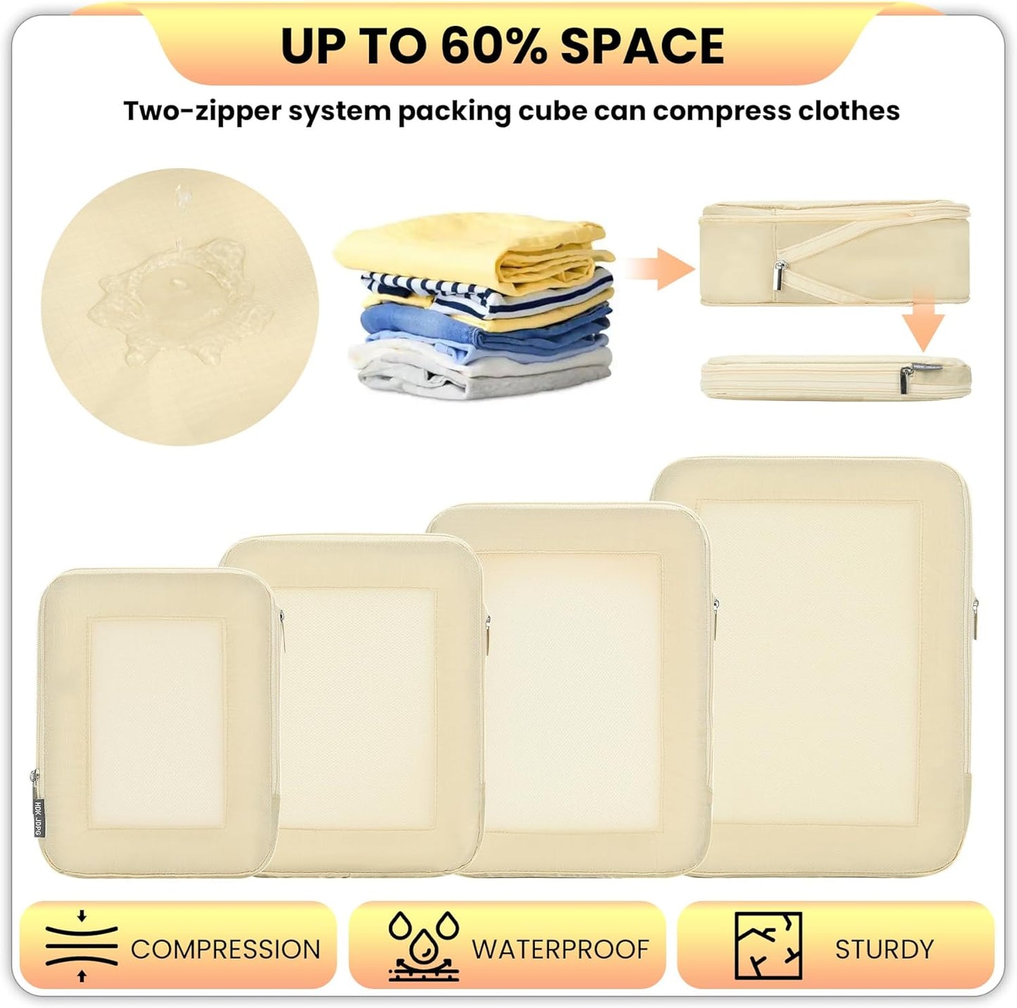 Ultralight Compression Packing Cubes Travel for Suitcases ,Compressible Mesh Pac