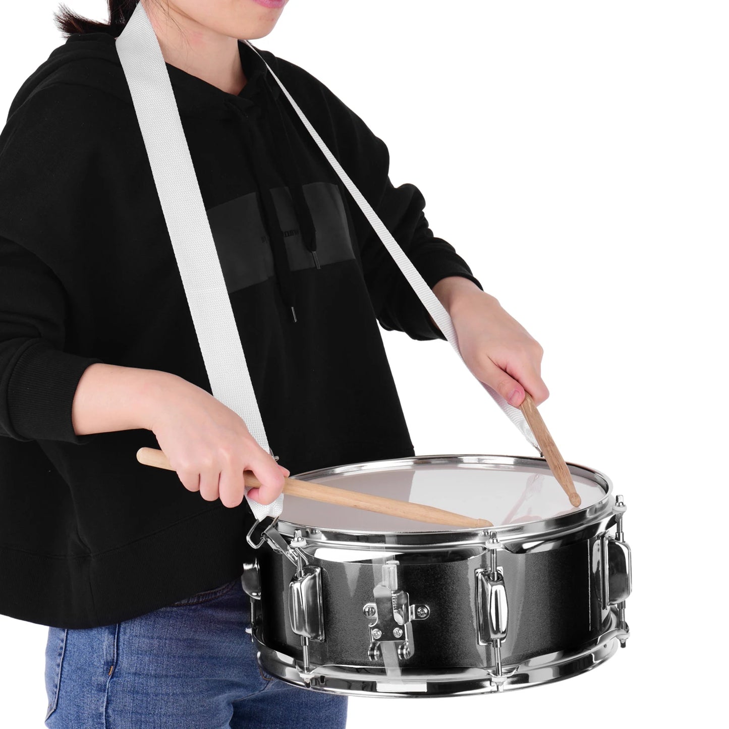 12Inch Snare Drum Portable Snare Drum Set with Drumsticks Shoulder Strap Drum Key Percussion Instrument for Students Beginners
