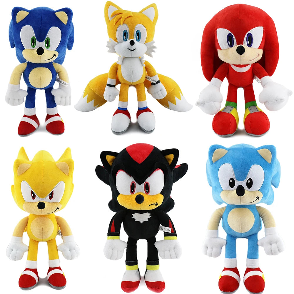 30CM High Quality Sonic Plush Toy the Hedgehog Sonic Knuckles Tails Cute Cartoon Soft Stuffed Doll Birthday Gift for Children