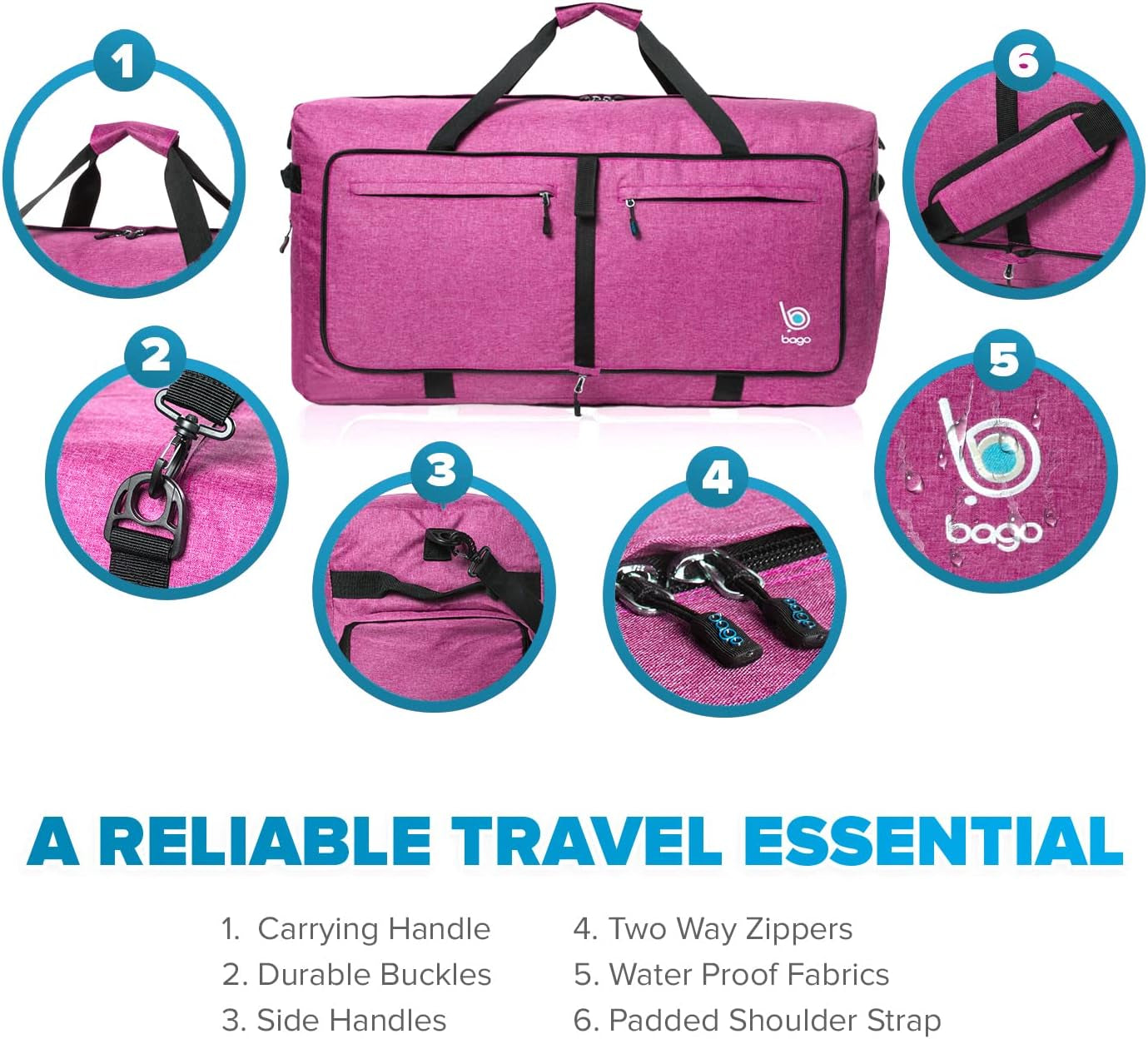 40L 60L 80L 100L 120L 140L Duffel Bags for Traveling – Durable Lightweight Waterproof Foldable Duffle Bag for Travel with Shoe Compartment, Packable Collapsible Overnight Bag for Men & Women