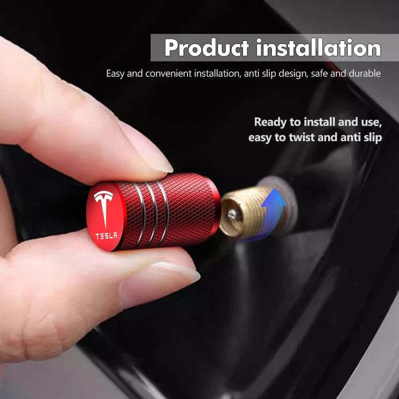 Aluminum Alloy Car Wheel Tire Valve Cap Tyre Rim Stem Cover for  Model 3 Y S X Roadster