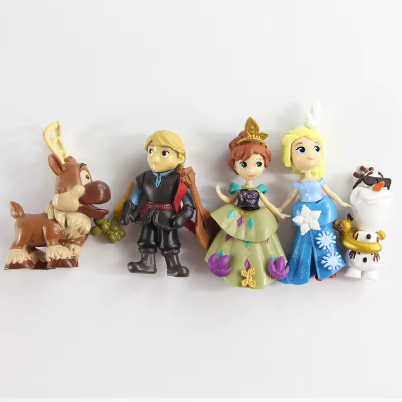 5Pcs/Set Frozen Cute Assembly Elsa Anna Olaf Sven Kristoff Action Figure Toys Cake Decoration