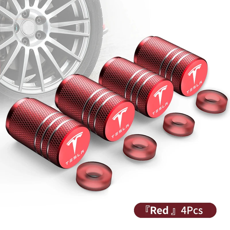Aluminum Alloy Car Wheel Tire Valve Cap Tyre Rim Stem Cover for  Model 3 Y S X Roadster
