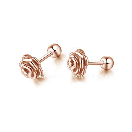 4 Style Stainless Steel Casting Black Rose Flower Plants Stud Earrings Silver Color Earring for Women Unusual Exquisite Jewelry