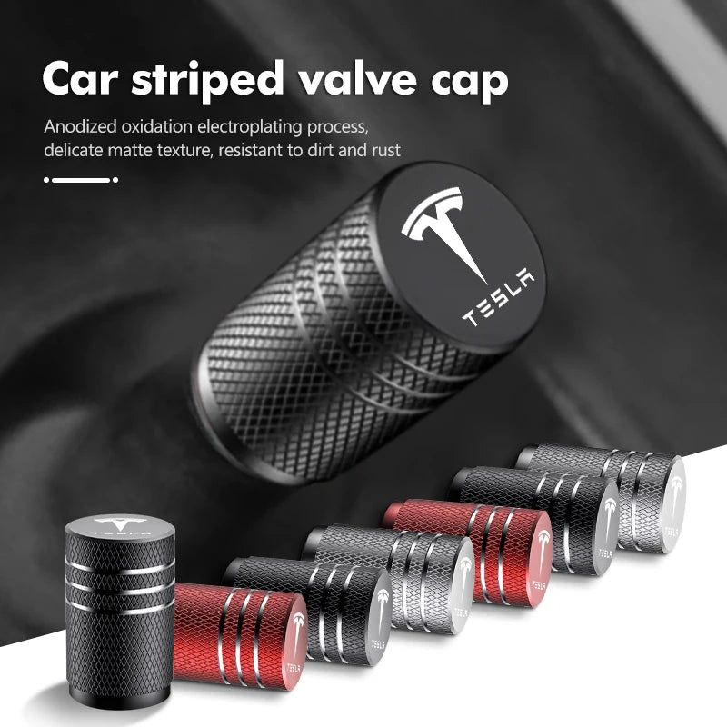 Aluminum Alloy Car Wheel Tire Valve Cap Tyre Rim Stem Cover for  Model 3 Y S X Roadster
