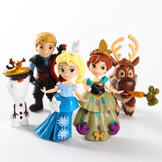 5Pcs/Set Frozen Cute Assembly Elsa Anna Olaf Sven Kristoff Action Figure Toys Cake Decoration