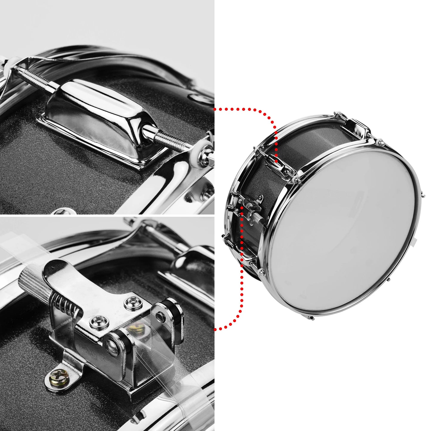 12Inch Snare Drum Portable Snare Drum Set with Drumsticks Shoulder Strap Drum Key Percussion Instrument for Students Beginners